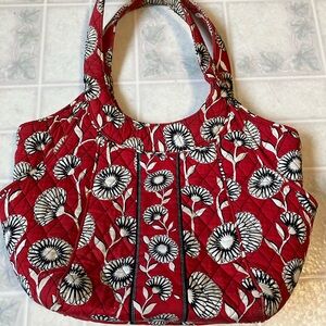 Very Bradley Two Handle deco daisy red print Shoulder Bag